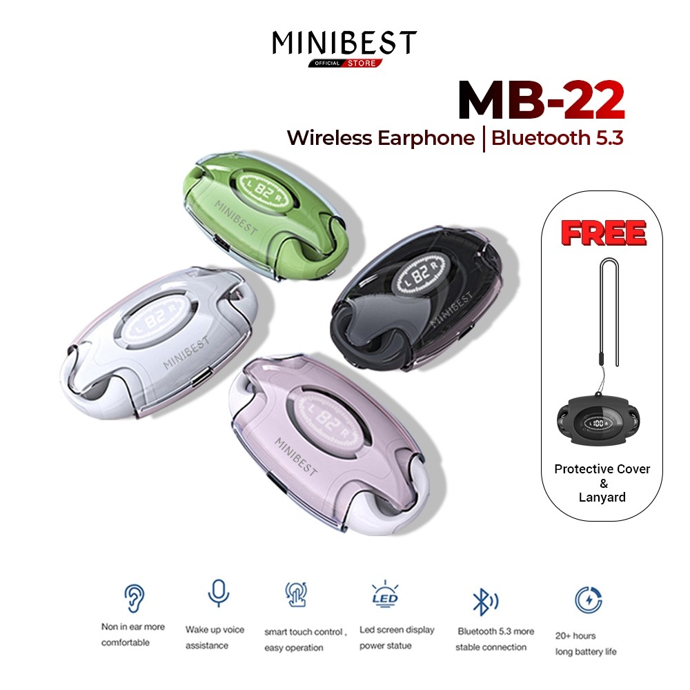 MINIBEST MB22 TWS Earphone Headset Bluetooth V5.3 On EC Ear Clip Wireless Bluetooth Headset