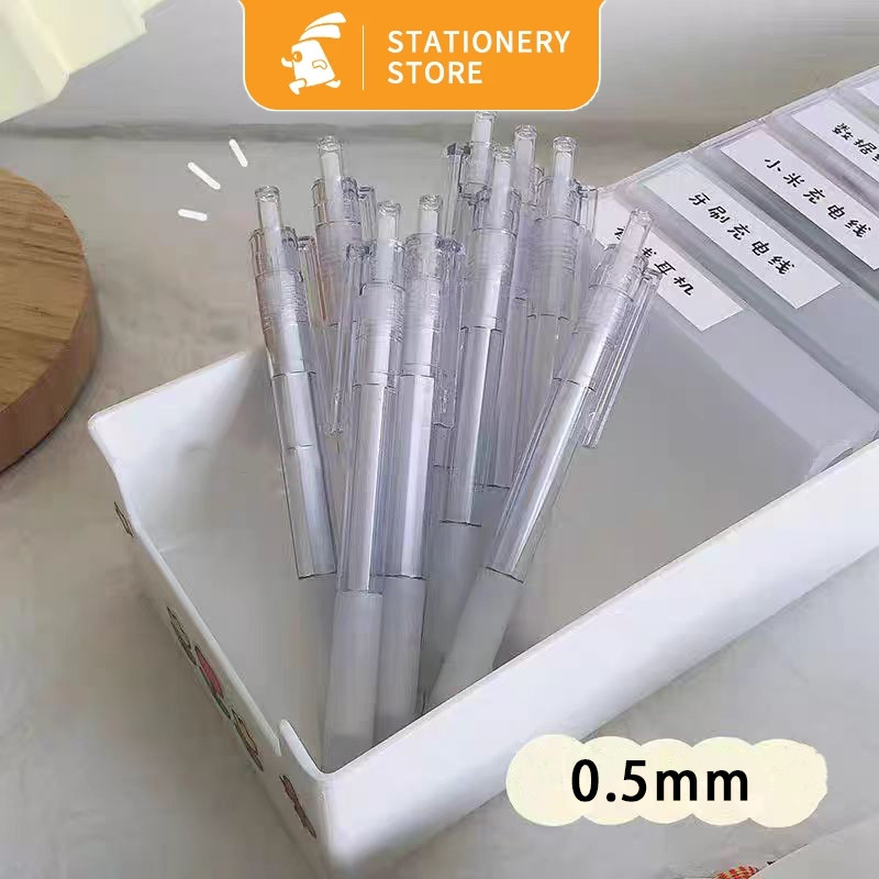 

10&20Pcs Pena gel klik 0.5mm sederhana pena berbasis air untuk pelajar alat tulis kantor pena tanda tangan inti hitam