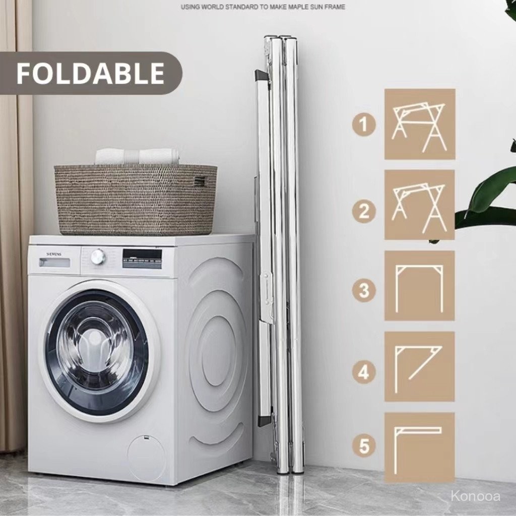 Konooa  SUS-304 Jemuran Baju Lipat Stainless Steel  - Jemuran Baju Stainless pakai roda