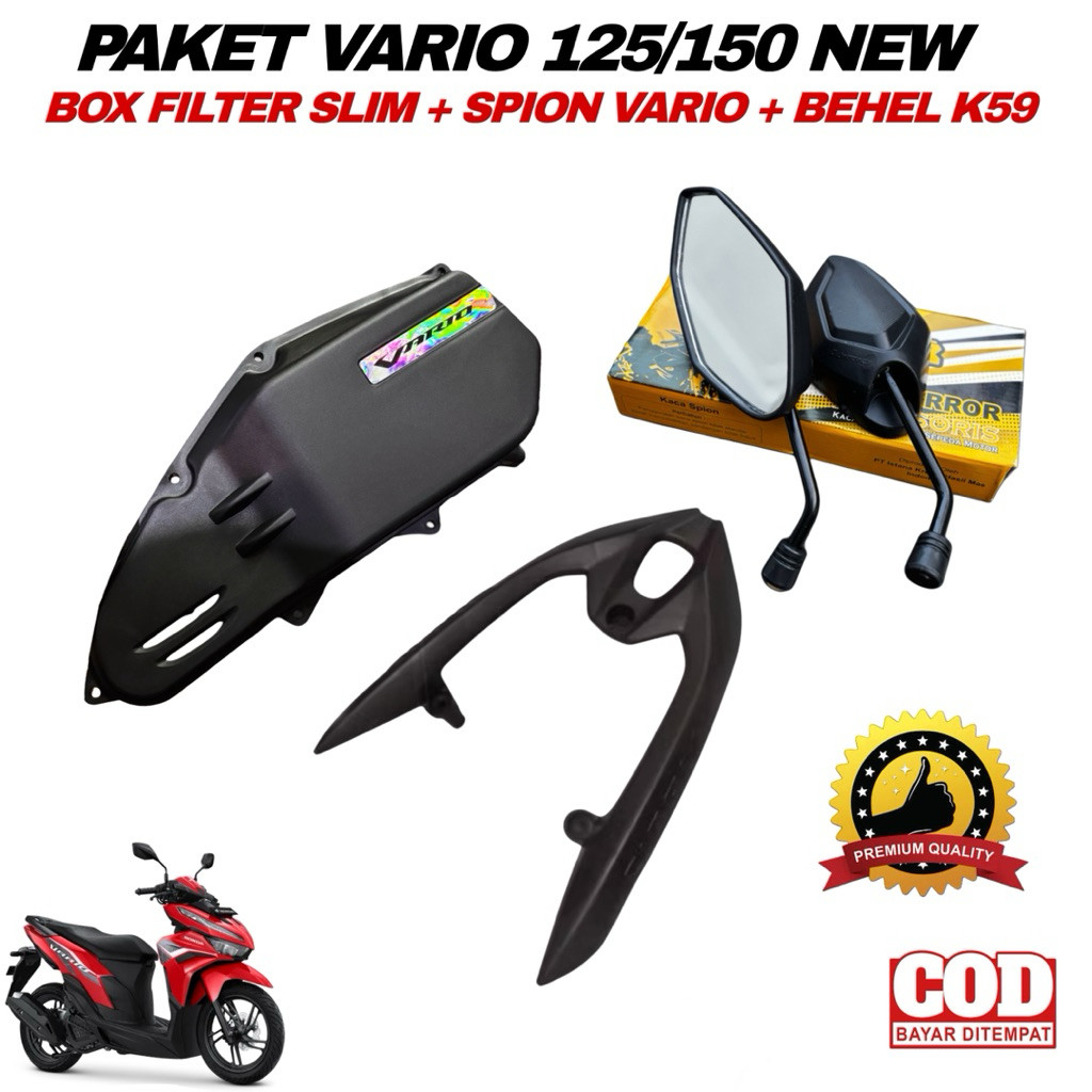 PROMO 3 PCS Cover Tutup Pelindung Box Filter Slim Vario 125 150 Old New + Behel Planger Vario K59 + 