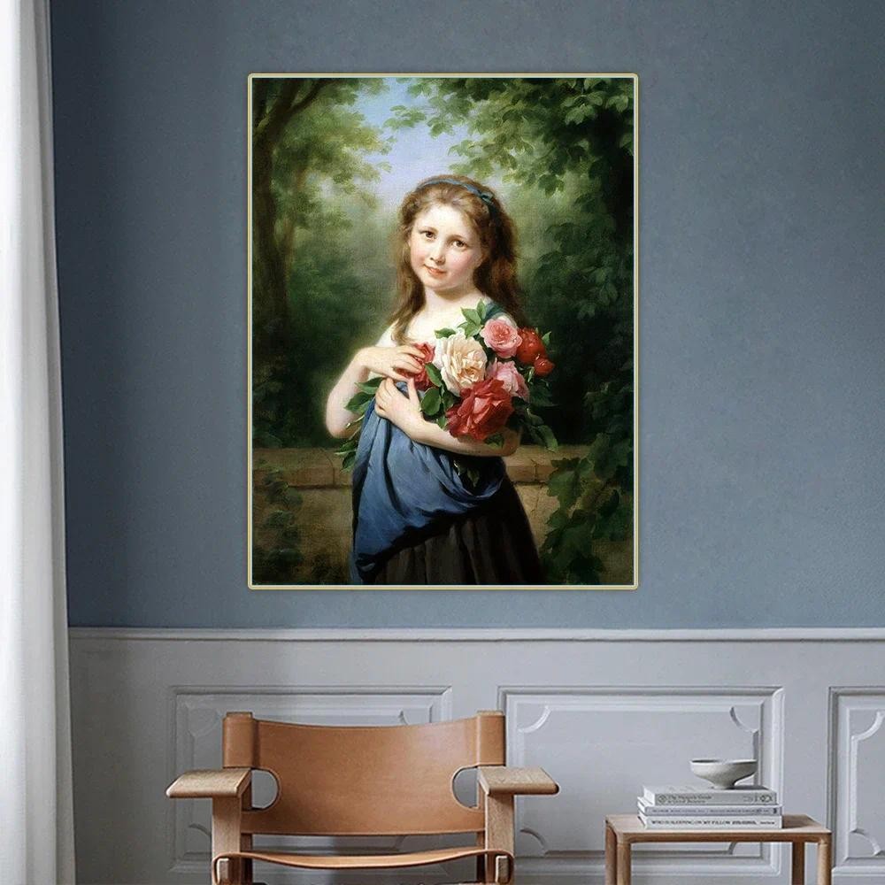 

Fritz Zuber-Buhler "The flower gatherer" Canvas Oil Paintings Aesthetics Decorative Background Home Living Room Decoration
