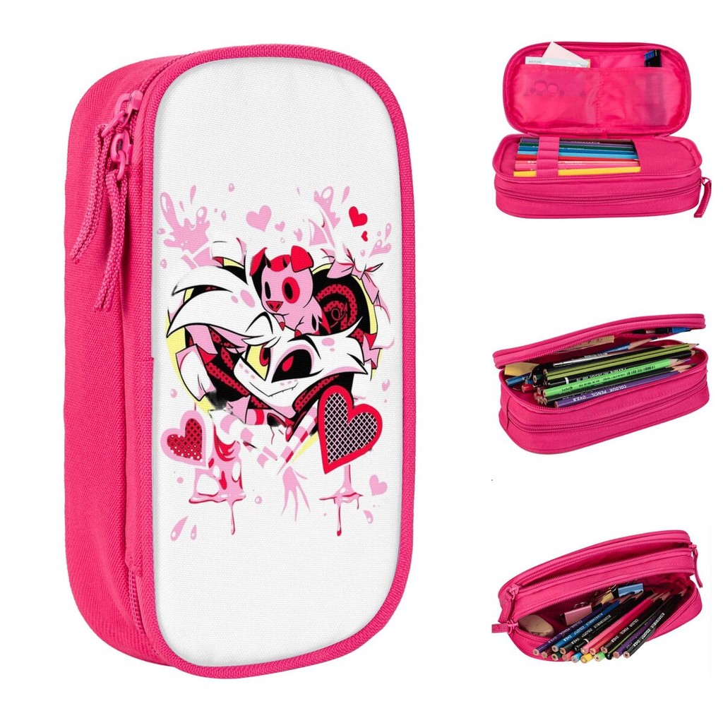 

Cute Hazbins Angel Dust Pencil Case Anime Pencilcases Pen Box for Student Large Storage Bag Students School Zipper Stationery