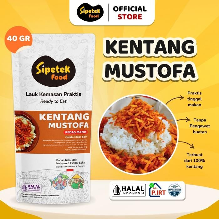 

bs s Kentang Mustofa Pedas Manis Kriuk Pouch 40gr Lauk Kering Termurah Sipetek Food - Pedas ManisNG