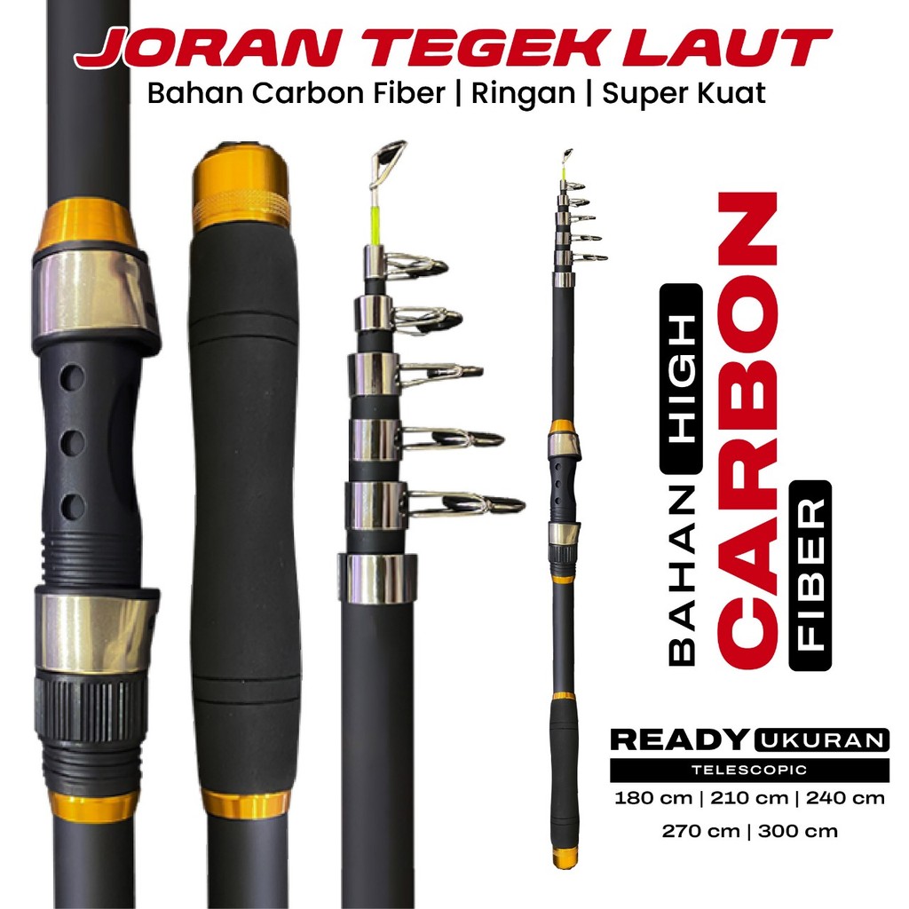 Joran Laut High Carbon Fiber Teleskopik Joran Pancing Portable Super Kuat Ringan Cocok untuk Laut