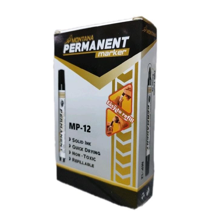 

PERMANENT MONTANA 12pcs/Spidol permanent marker/sepidol Tinta Hitam Stationery/MP-12
