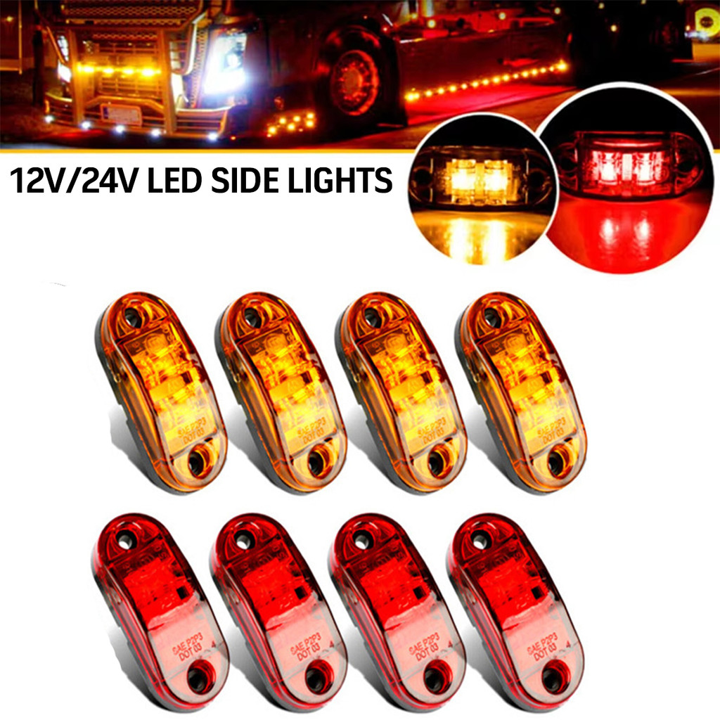 Lampu LED Truk Lampu Samping Truk 12V-24 Lampu Sinyal Trailer 2LED Lampu Peringatan Samping Truk Lam