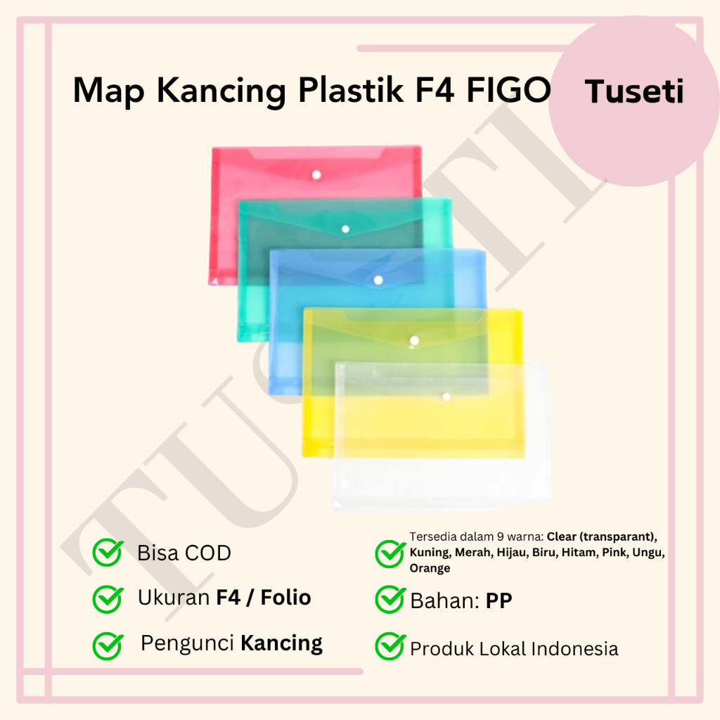 

MAP KANCING (F4) Figo | Map Dokuman Plastik Sekolah Map Plastik Plastic F4 Folio