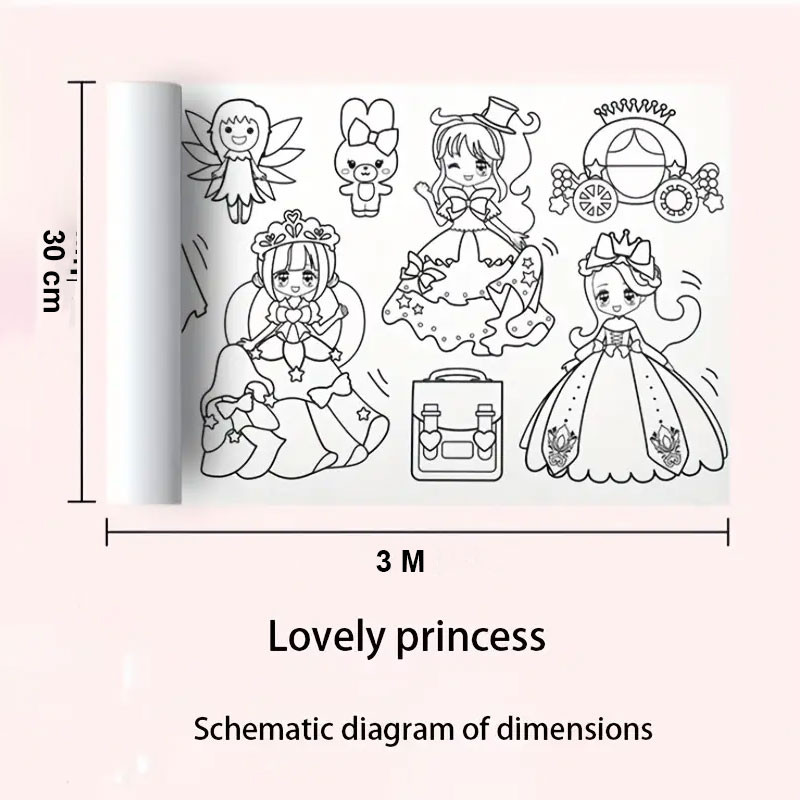 

Dehaiyun Kertas Mewarnai Tempel Dinding Drawing Paper Roll 3M Lovely Princess - HB30