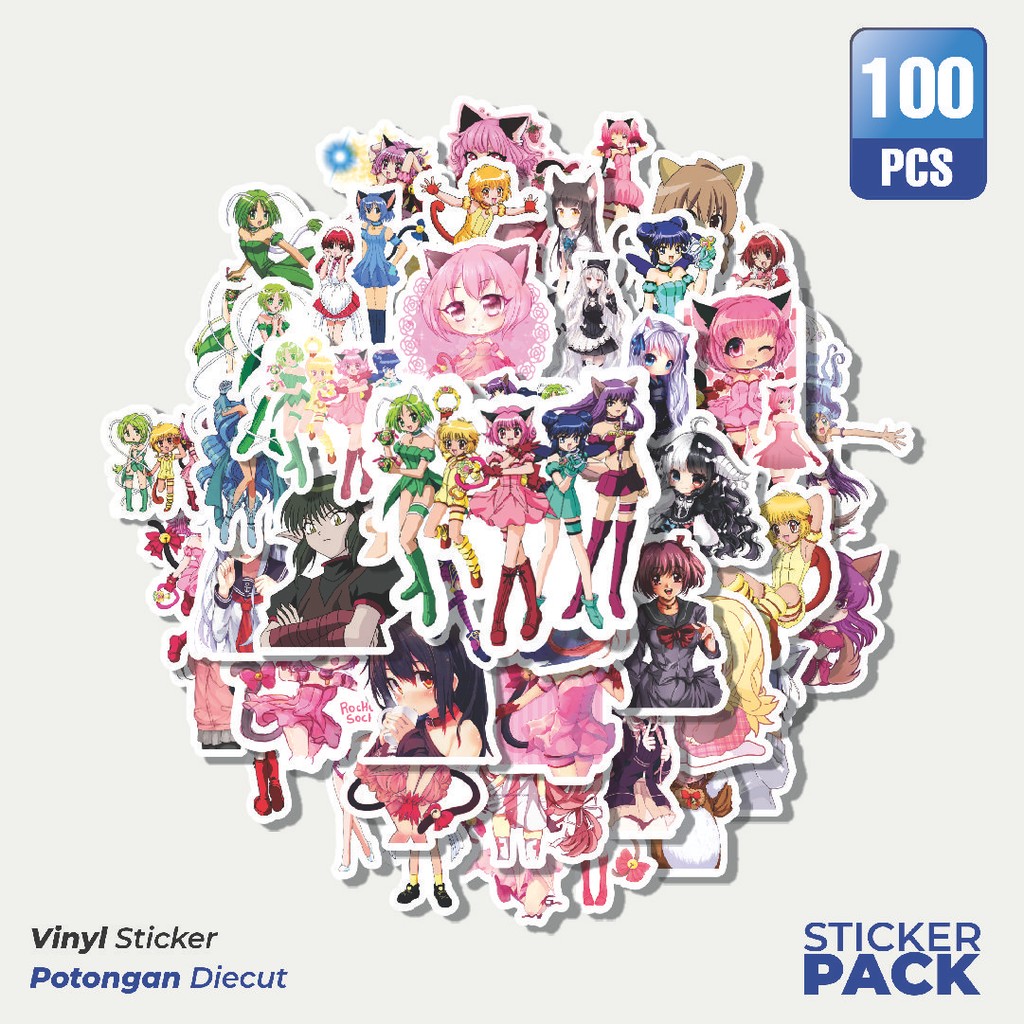 

Super Hemat! 100 PCS Stiker Manga Tokyo Mew Mew Waterproof Aesthetic- Untuk Laptop, Motor, dan Helm - Paper Stationery Pack