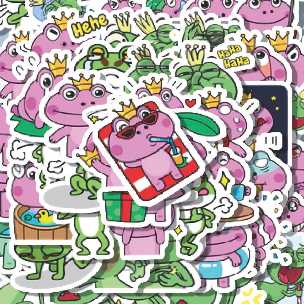 

100PCS Lucu Stiker Kawaii Frog Series D [Katak] Stiker Aesthetic Stiker Anti Air Stikers Berperekat Waterproof sticker decal buat Motor Helm Buku Journal Koper Casing HP Laptop Botol Minum Hadiah anak