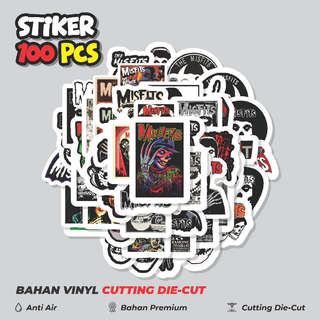 

Terbaru! 50 pcs Stiker Band The Misfits Dekorasi Lucu Kreatif untuk Notebook, Skateboard, HP