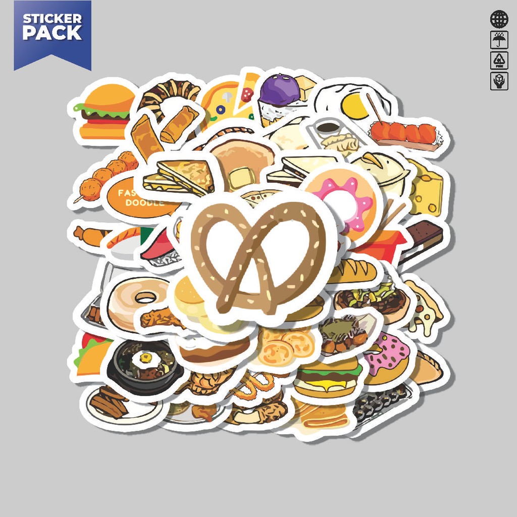 

[100PCS]Stiker Pack Stiker Delicious Street Food [Makanan Jalanan yang Lezat] Aesthetic Vinyl Anti Air Dekorasi Sticker Laptop Buku Journal Koper Helm Casing HP Gitar Helm Skateboard