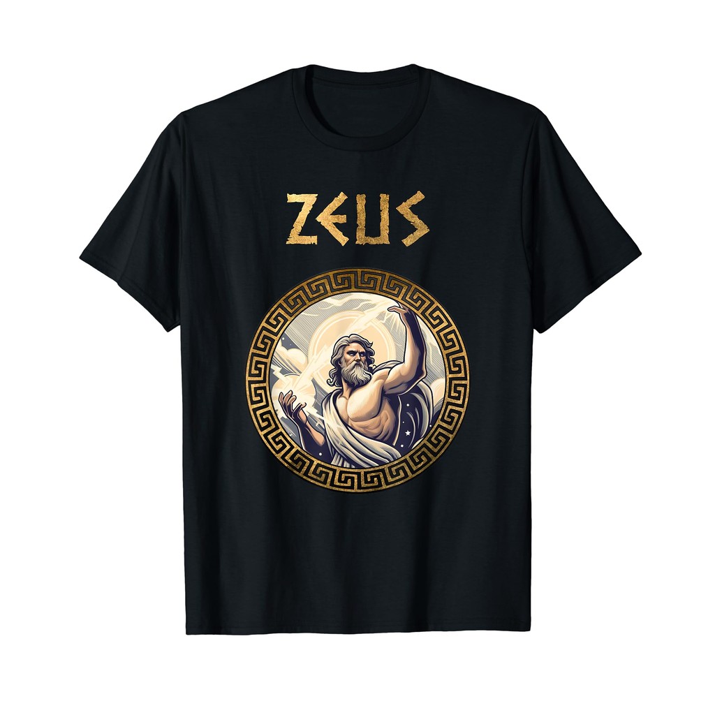 Zeus Dewa Yunani Mitologi Yunani Kuno T-Shirt, Kecil, Hitam