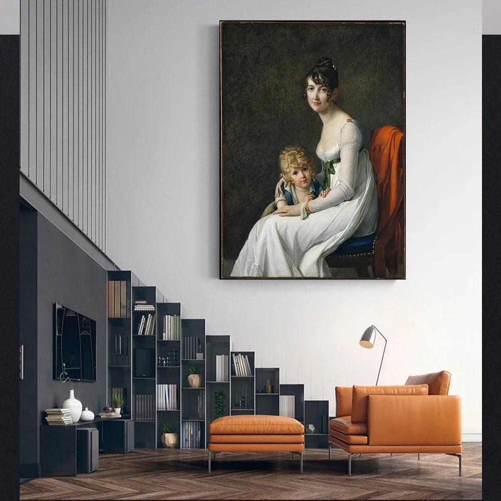 

Marie Guillemine Benoist " Mrs. Jeanne Eglé Mourgue and Her Son Eugène " Canvas Oil Painting Picture Wall Decor Hanging Poster