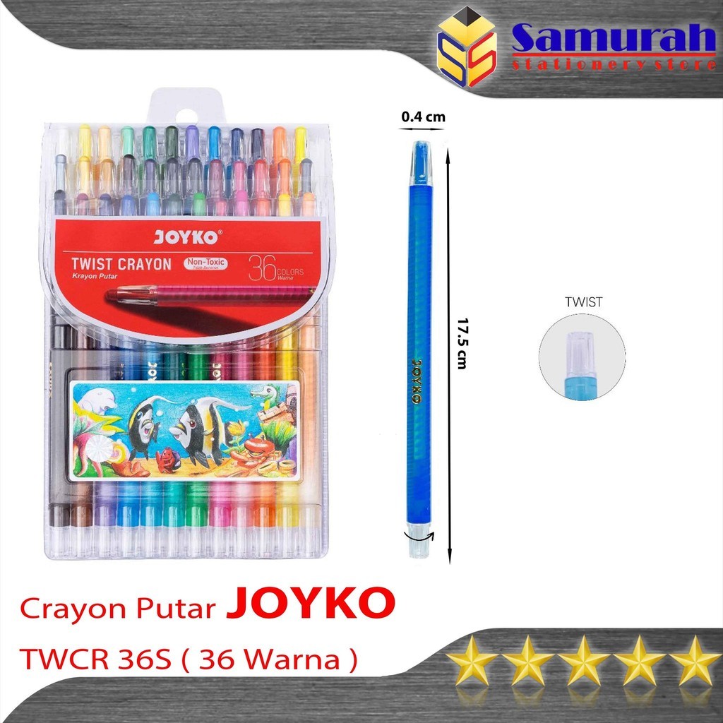 

Crayon Joyko TWCR-36s ( 36 Colours ) / Krayon Putar Mewarnai isi 36 Warna / Twist Oil Pastel TWCR 36s