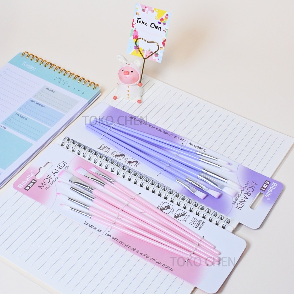 

Bibaile 6pcs Kuas Lukis Set Paintbrush Paint Brushes Kuas Cat Minyak Dan Air