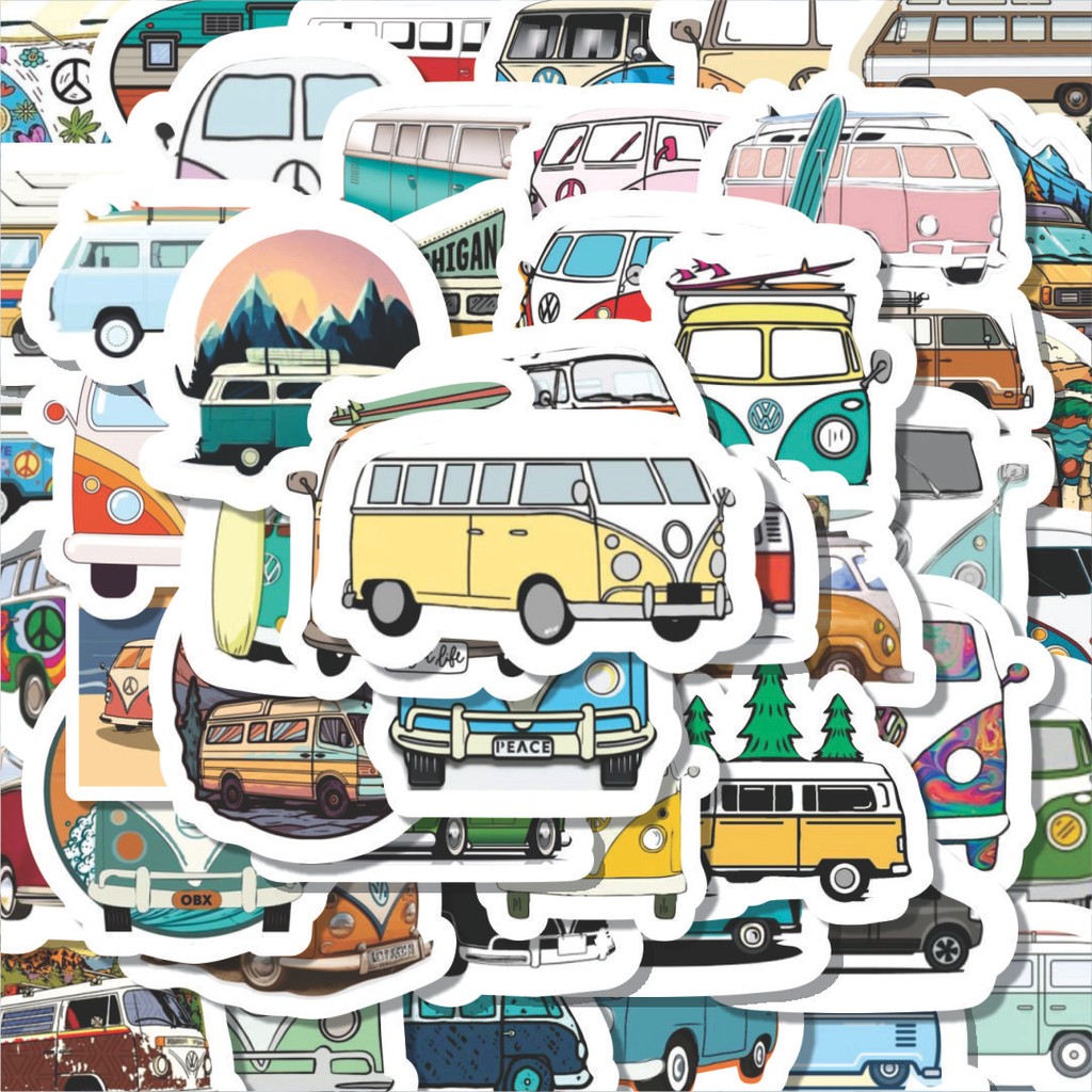 

100PCS Lucu Stiker Camper Van [Mobil Van Berkemah] Stiker Aesthetic Stiker Anti Air Stikers Berperekat Waterproof sticker decal buat Motor Helm Buku Journal Koper Casing HP Laptop Botol Minum Hadiah anak