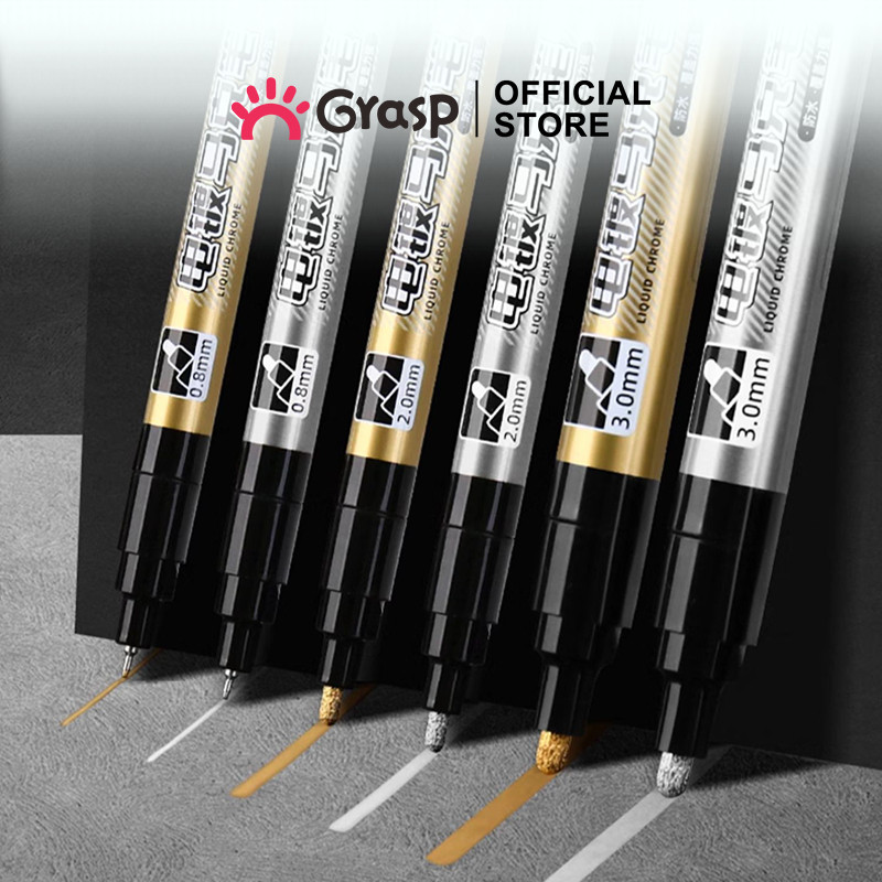 

GRASP Marker Metalik Permanen Spidol Liquid Chrome Paint Marker Silver Emas MW015