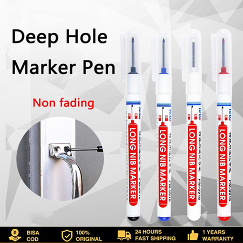 

10PCS Spidol Marker Serbaguna Long Head Marker Anti Air Penanda Besi Kayu Kepala Panjang Long Head