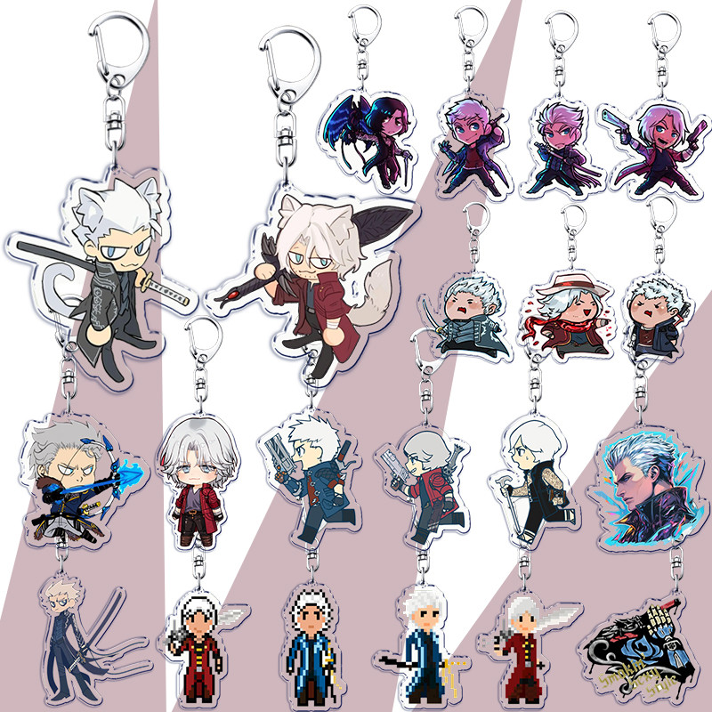 

Popular Devil Dmc Keychains for Accessories Bag Dante Vergil Nero Demon Gaming Cry KeyChain Ring Jewelry Gifts Keyrings