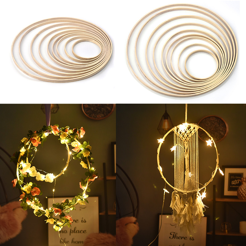 

Wooden Hoop For Crafts 5Pcs 10/15/18/20/23/26/30cm Ring Round Ring Bamboo Hoop Frame DIY Wreath Circle Craft Tools Wedding Decor