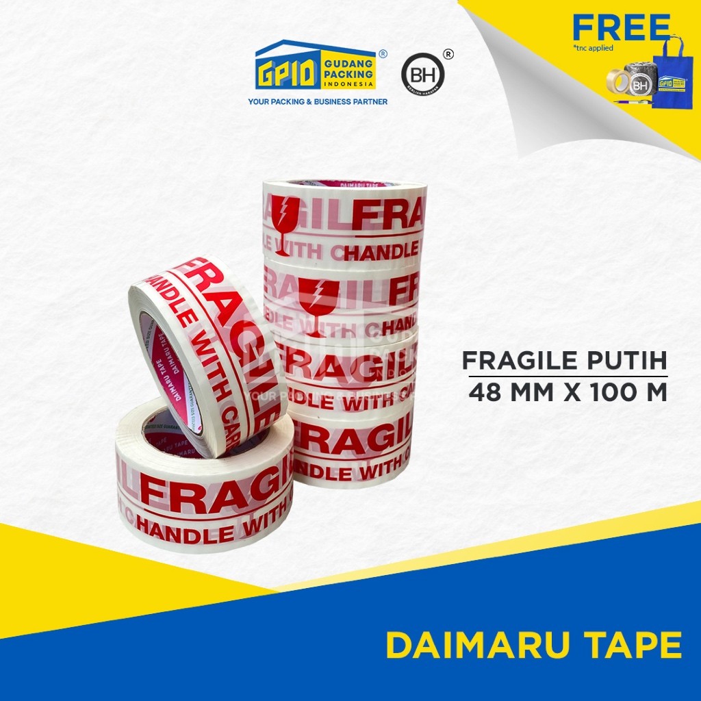 

DAIMARU - Lakban Fragile Putih 2 inch / 48mm x 100 m