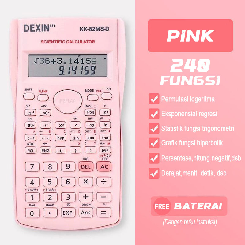 

Scientific Calculator Kalkulator Fungsi Kalkulasi 3 Warna Biru Puith Hitam Pink