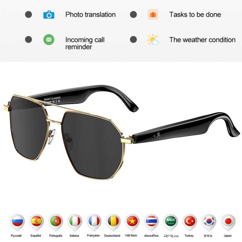 

Free AI Intelligent Translation Bluetooth Glasses 163 Online Language AI Automatic Dialogue Translation Bluetooth Sunglasses