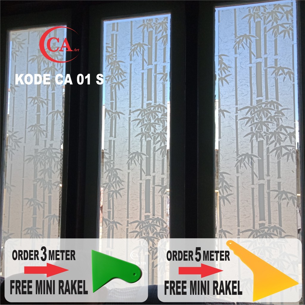 STIKER KACA FILM PELAPIS KACA JENDELA PINTU RUMAH KANTOR TOKO MOTIF BAMBU