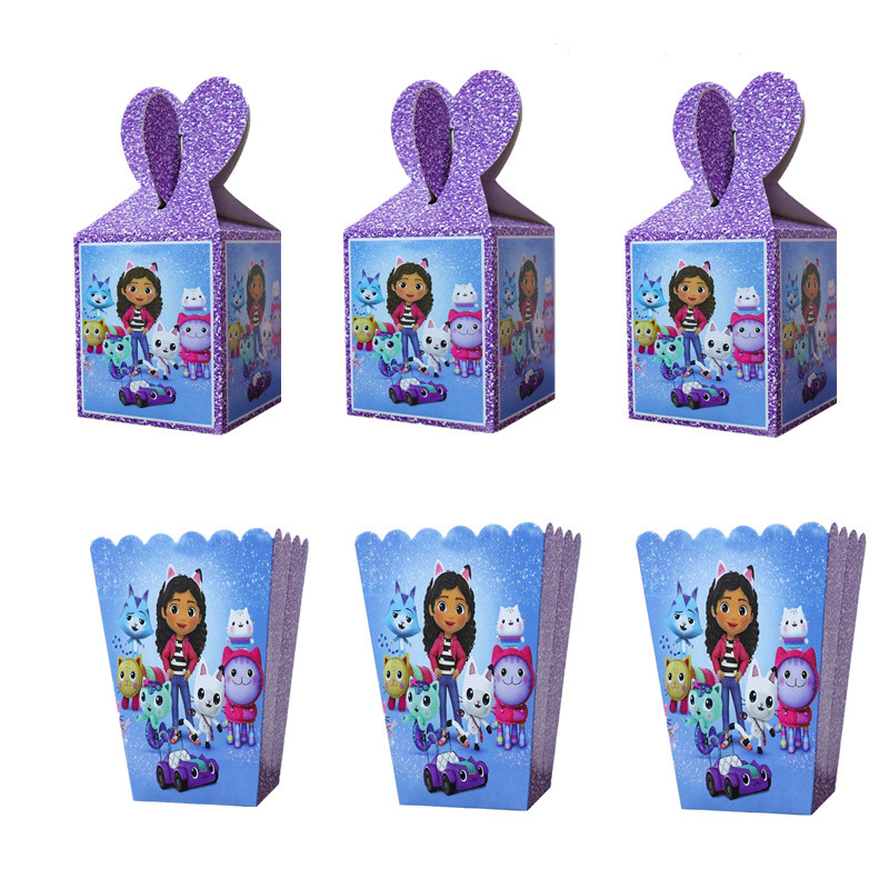 

Cartoon Gabby Dollhouse Party Supplies Paper Gift Candy Box Favor Baby Shower Accessory Kids Girls Cat Birthday Party Decoration