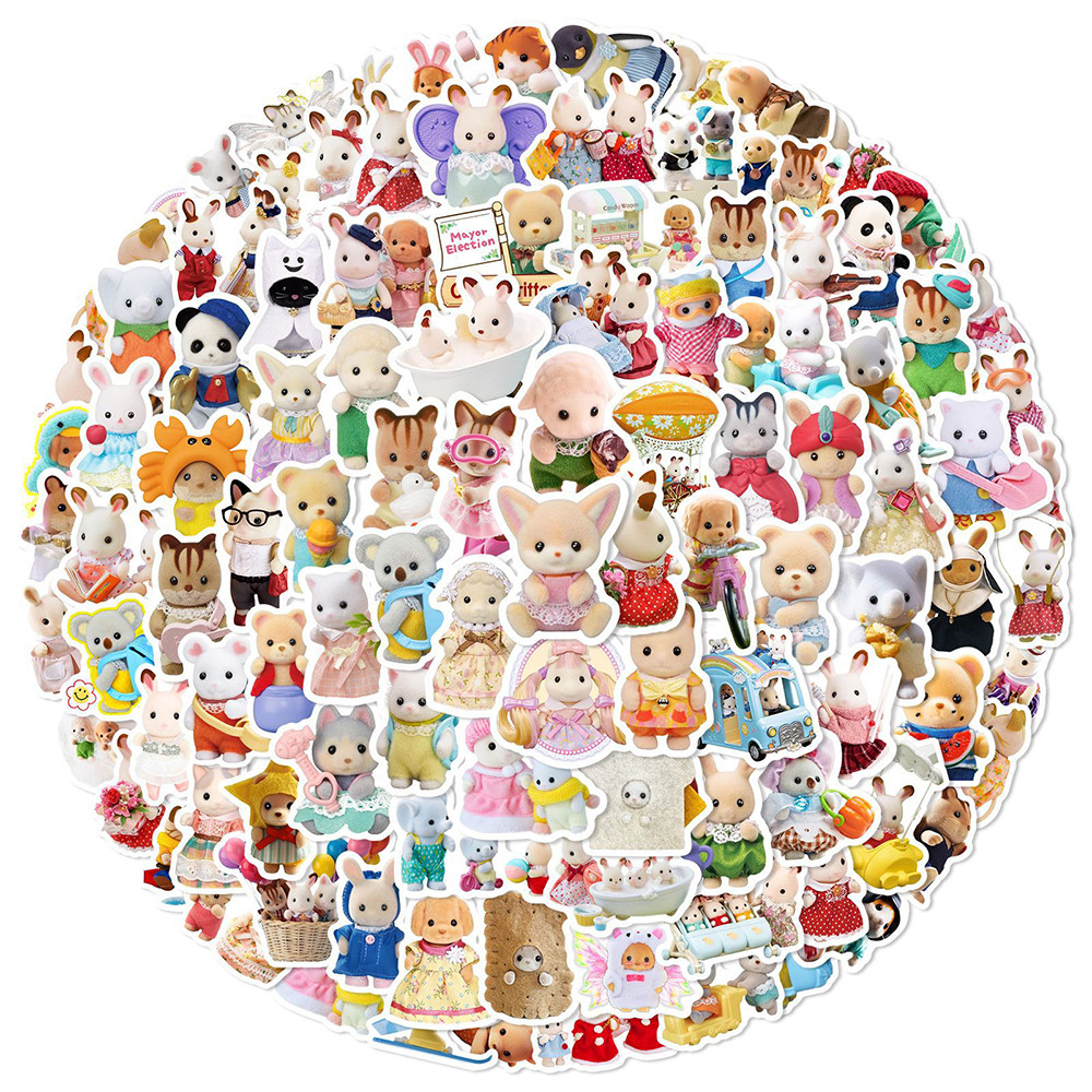 

10/30/50/100pcs Kawaii Anime Sylvanian Families Stickers Cute Cartoon Graffiti Notebooks Luggage Guitar Vinyl Waterproof Sticker