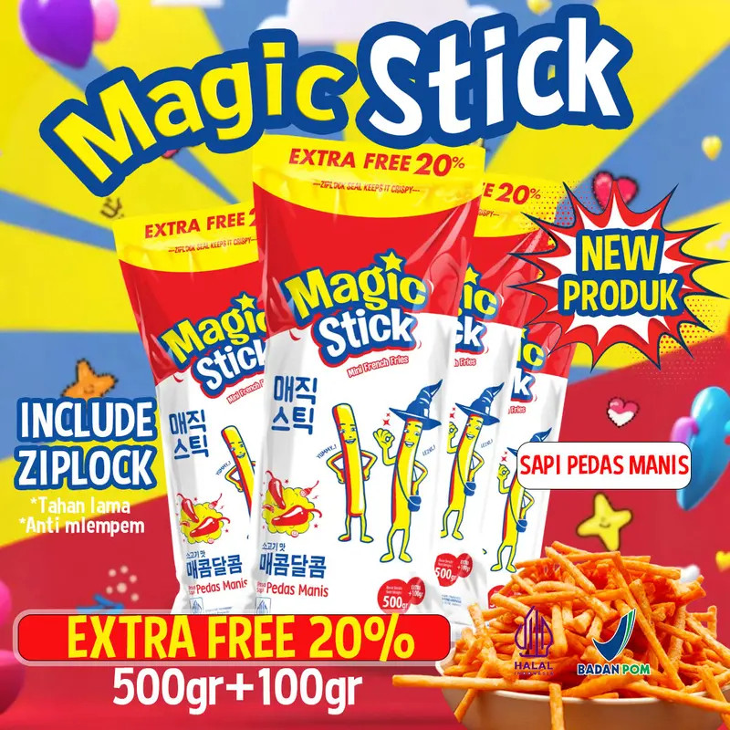 

NEW!! KIKOYA MAGIC STICK 500+100g EXTRAFREE 20% Total 600gram snack French friessnack aneka rasa cemilan kering rumput laut dansapi pedas manis cemilan viral 600g