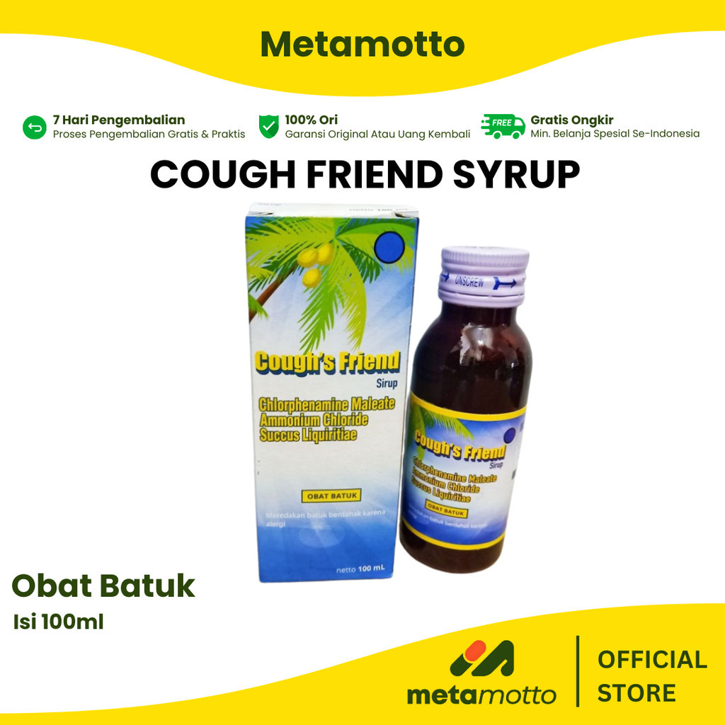 COUGH FRIEND Syrup Obat Batuk Dan Flu 100ml OBAT BATUK Cap Pohon Kelapa - Metamotto Karya Jaya