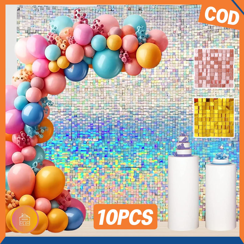 10PCS Sequin Backdrop Pannel- Square/Backdrop Birthday Party Background Wall Decorations Wedding Seq