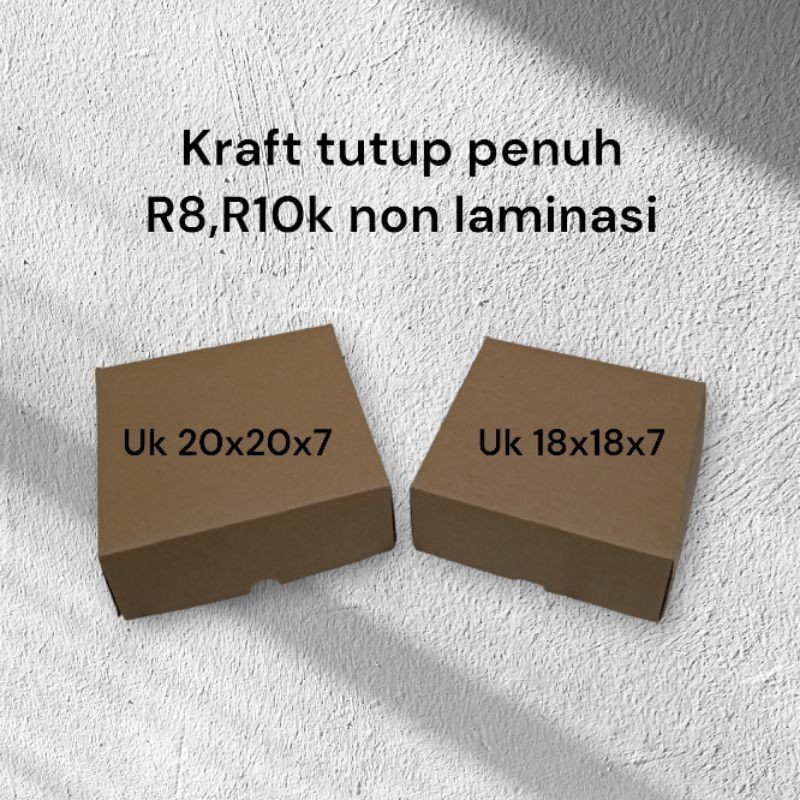 

Box kotak makan kraft tutup penuh R8 (uk 18x18x7), R10k (uk 20x20x7) non laminasi Isi 100 pcs