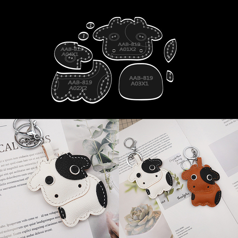 

YOMDID DIY Leather Stencils Cartoon Cow Hanging Ornament Making Mold Decor Cute Pendant Acrylic Template Durable Leather Tools