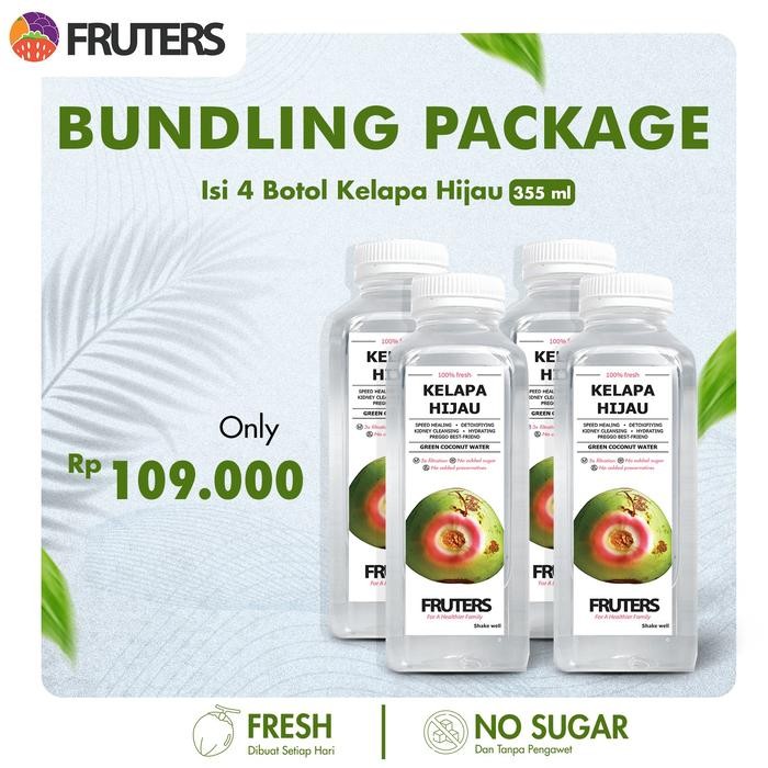 

BUNDLING PACKAGE KELAPA HIJAU - AIR KELAPA IJO 100 MURNI BY FRUTERSID - kelahi355ml
