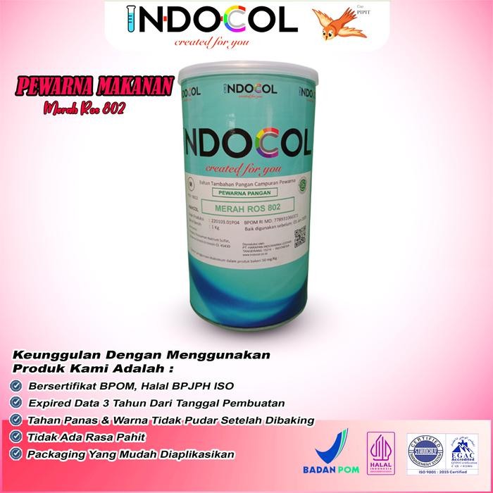

Pewarna Makanan INDOCOL MERAH ROS 802 ERHTYROSINE RED - 500GR