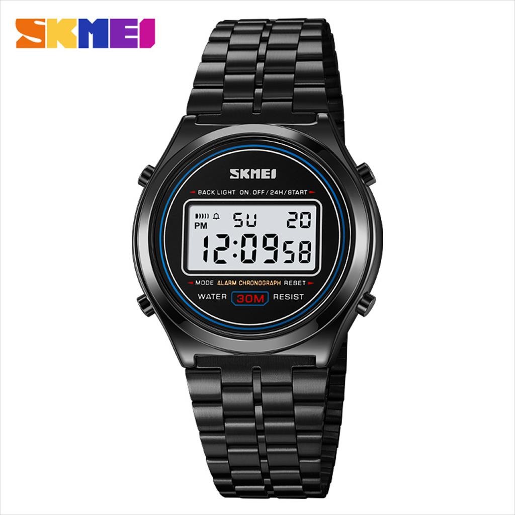 Jam Tangan Digital Pria 2146 Stainless Steel Water Resist  5ATM SKMEI Original