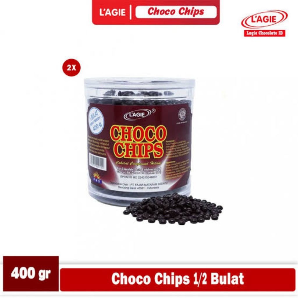 

LAGIE coklat choco chips bulat hitam repack 100g