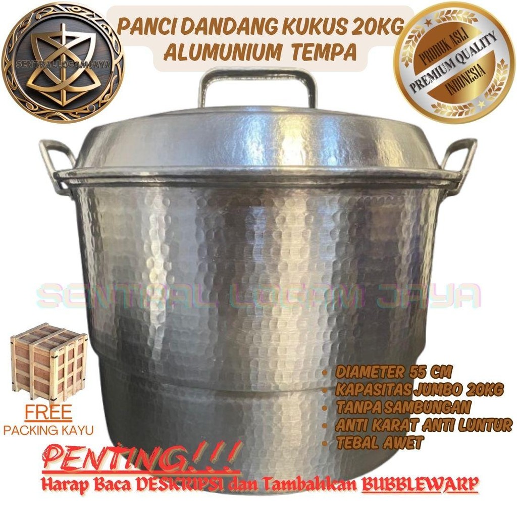 Panci Dandang Pengukus Nasi JUMBO 20 kg Alumunium Tempa Tebal Anti Luntur Anti Karat