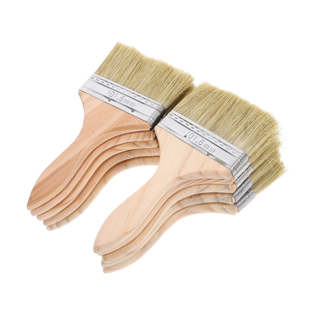 

10pcs Paint Brush Set Flat Tips Art Supplies Acrylic Tool Wooden H Comfortable Grip Lightweight Wall Painting Watercolor