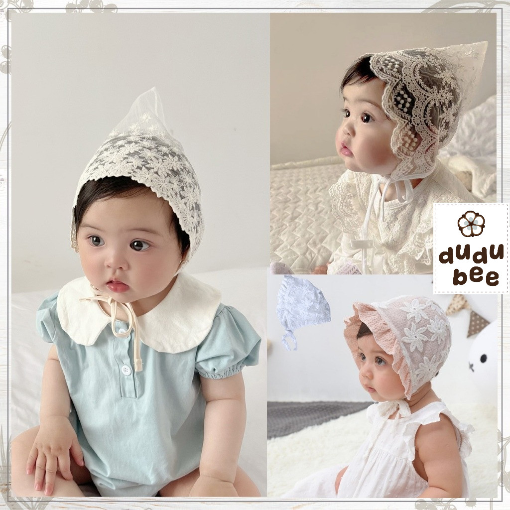 Topi Bonnet Bayi - Topi noni belanda renda lace