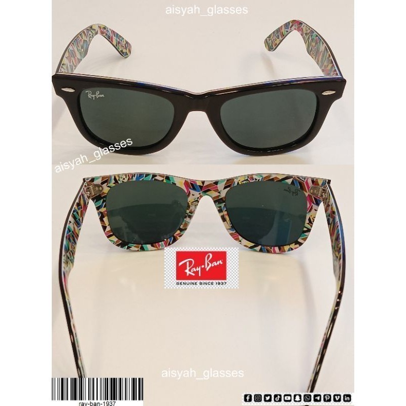 (COD) Kacamata Rayban Wayfarer Miring Size 50 Medium & Paket Lensa Minus Authentic Fullset Box Ori