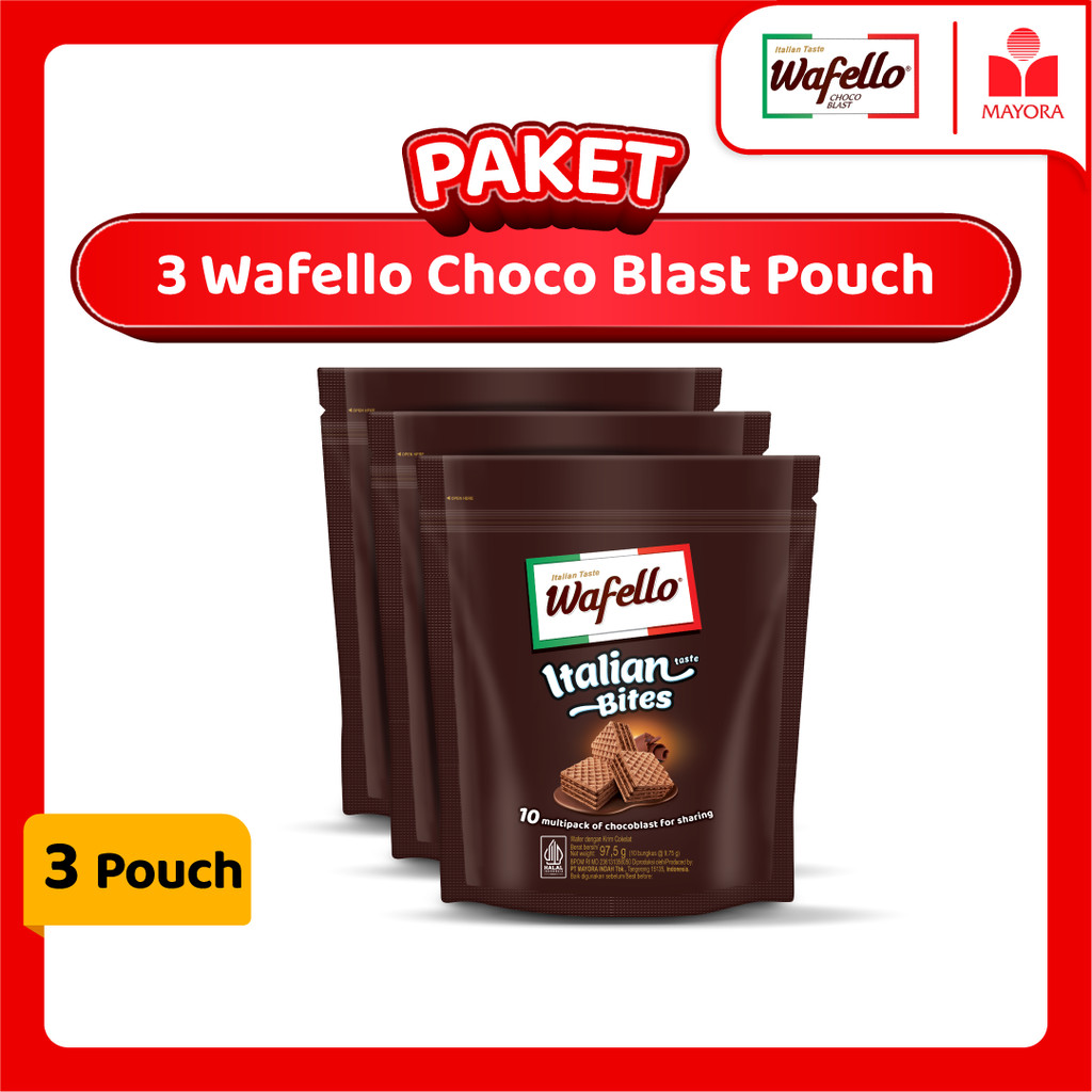 

Paket 3 Wafer Wafello Italian Bites Cokelat Pouch
