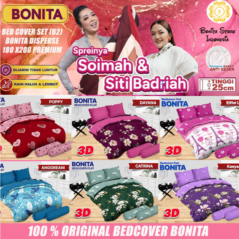 [TERMURAH COD] BONITA ELEGANT PREMIUM TEBAL BEDCOVER SET KING NO1 (180x200) 6 KAKI 100% ORI OFFICIAL