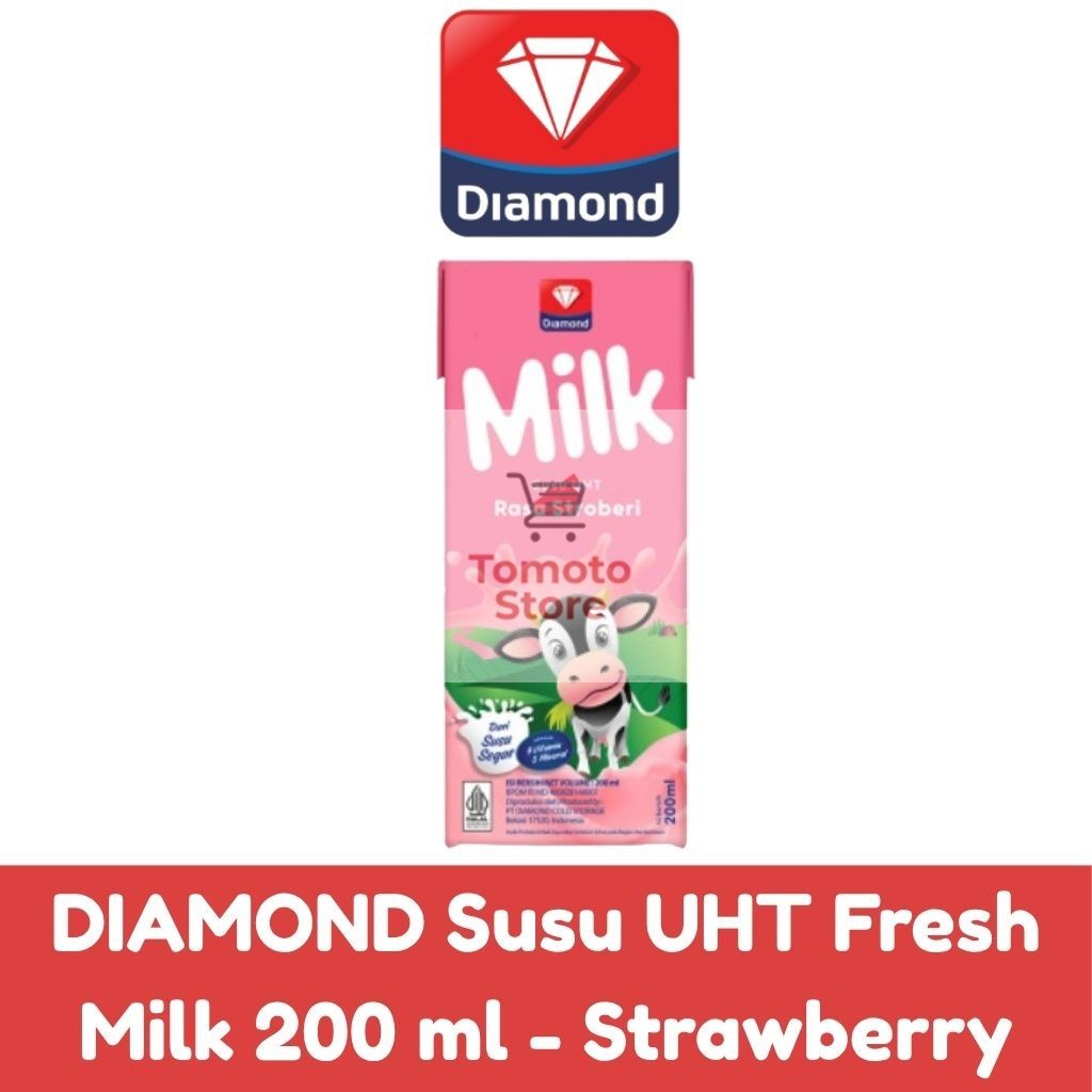 

✨ TOMOTOSTORE ✨ DIAMOND Susu UHT Full Cream Fresh Milk 200 ml - Strawberry