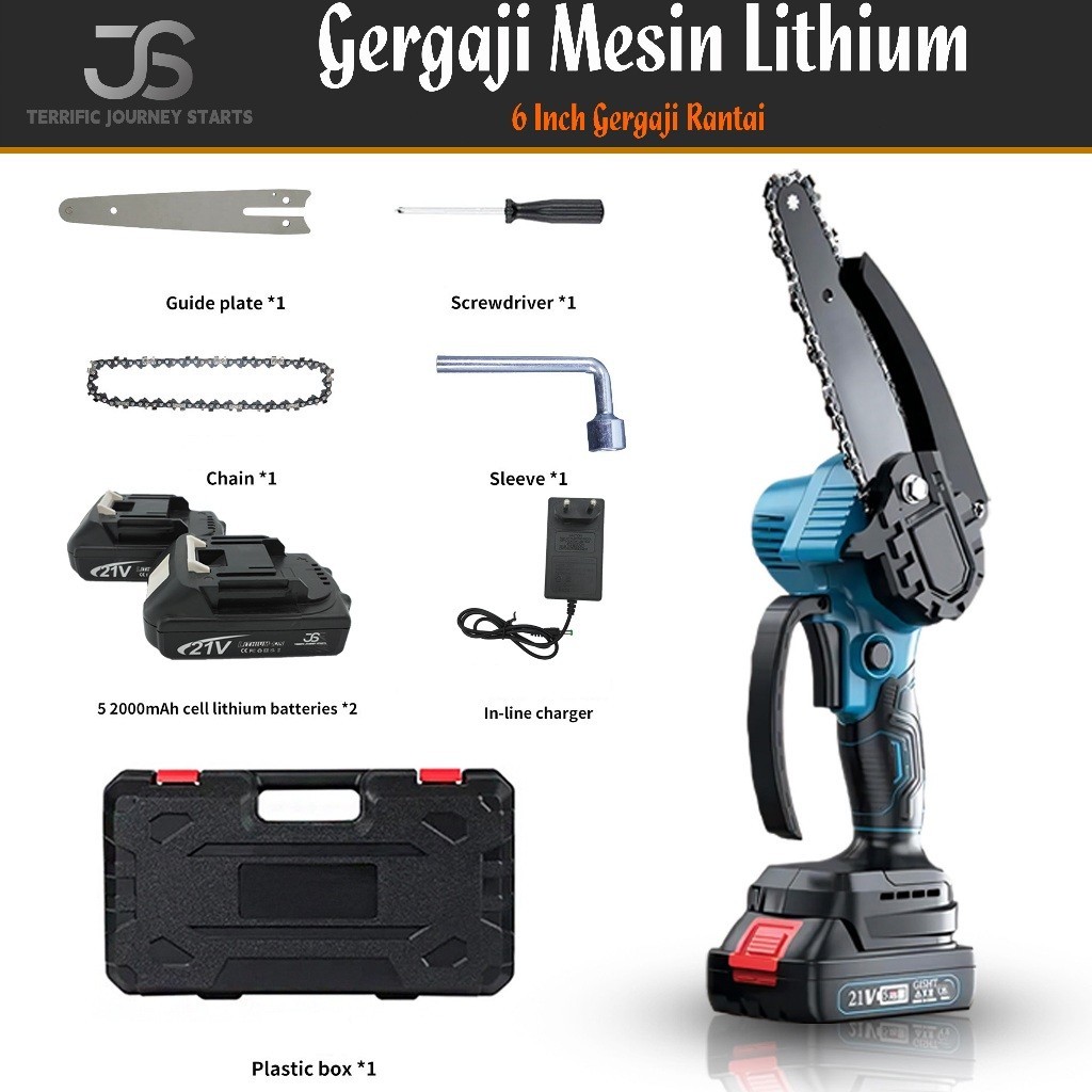 Chainsaw 6inch Gergaji Pemotong Kayu Gergaji Listrik Handheld chainsaw baterai gergaji baterai