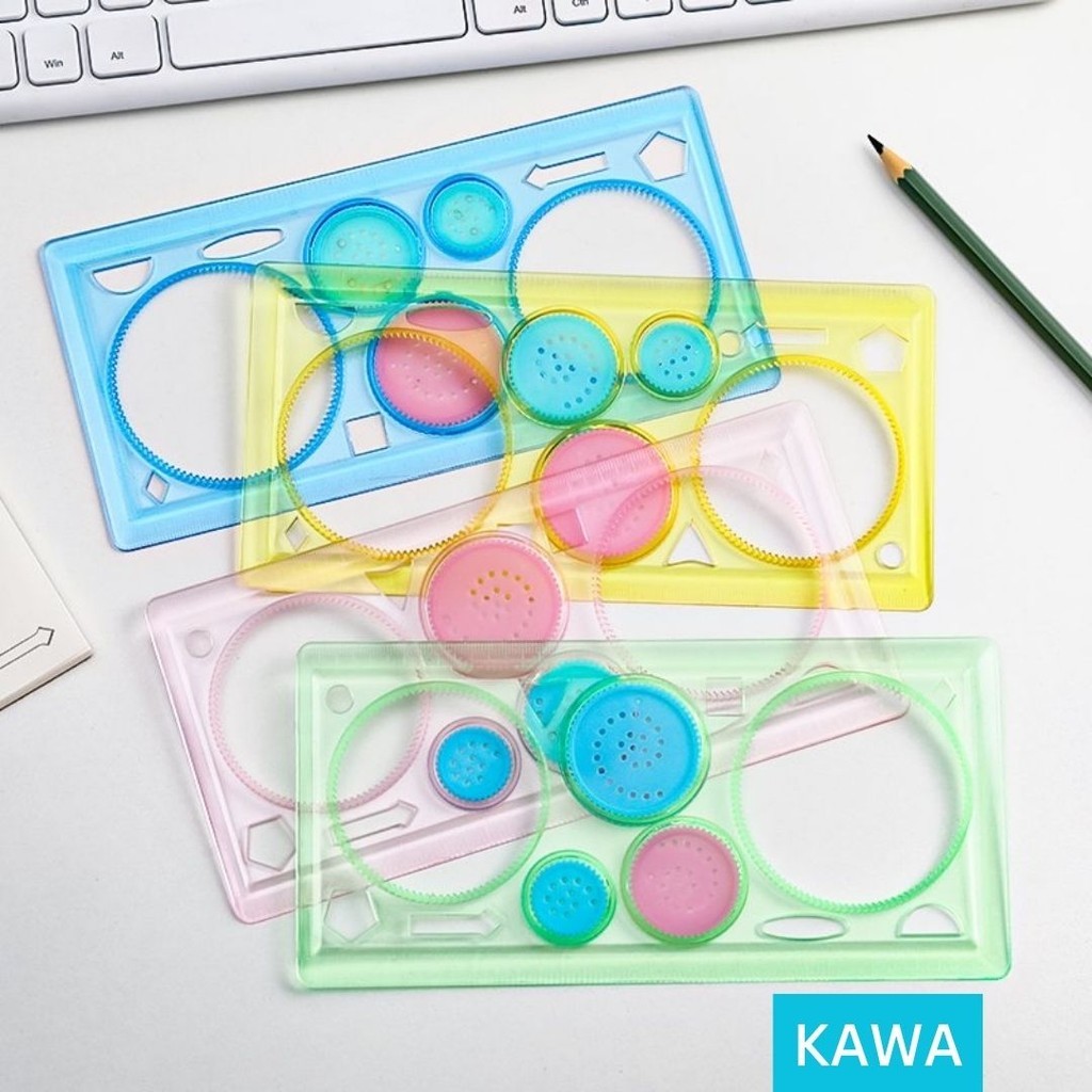 

KAWA Penggaris Spirograph Spiral Ruler Rotary Plastik Pola Desain Geometris MO