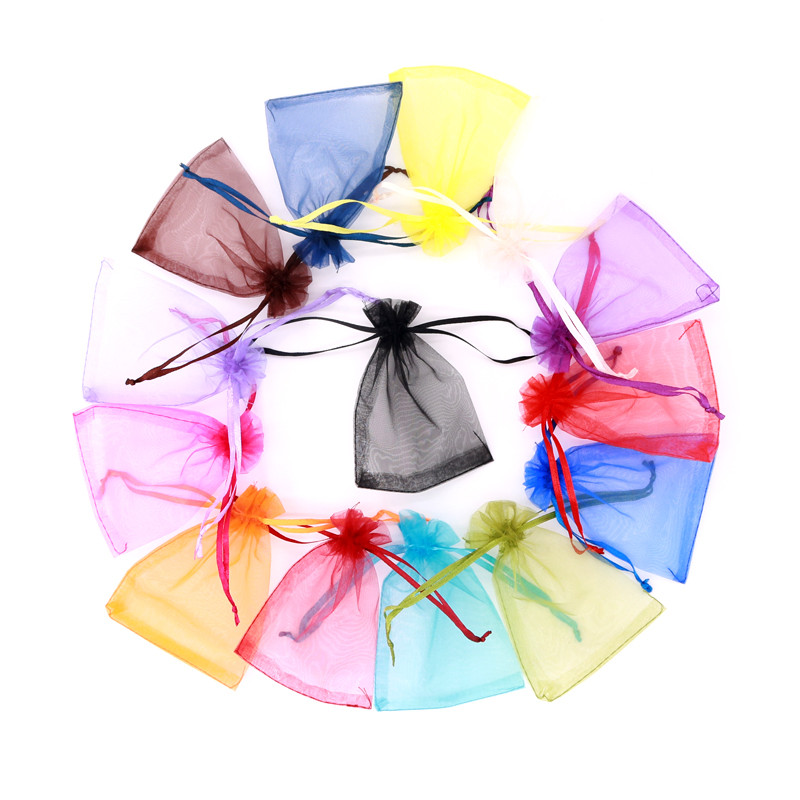 

20/30/50pc Drawstring Solid Color Organza Gift Bag Mesh Wedding Cake Candy Jewelry Packaging Bag With Drawable Storage Tulle Bag